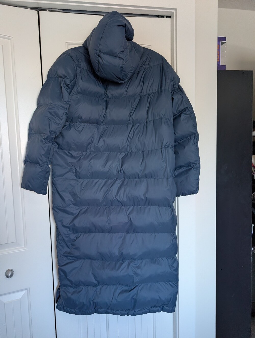 Joe Fresh Hooded Long Puffer Jacket in Navy - Picture 6 of 14